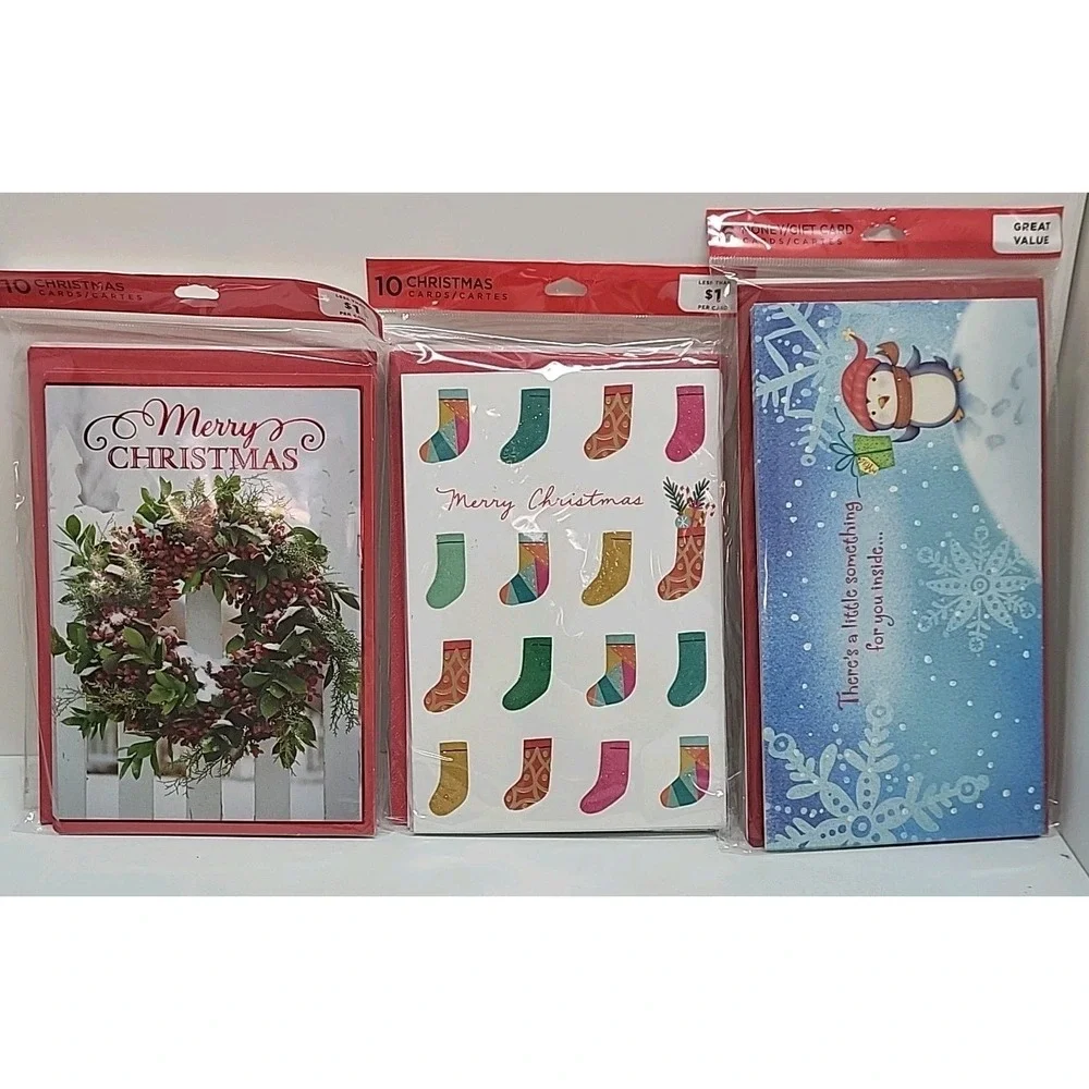 Hallmark Christmas Cards Money Lot of 3 Packs - 26 Cards Total 🎅🎄Holiday Gift